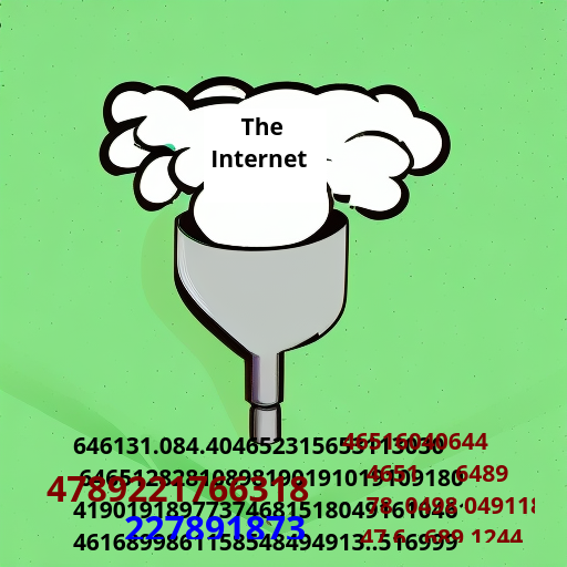 cartoon showing a cloud labeled "The Internet" being shoved into a funnel, with numbers coming out of the bottom.